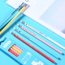 齐心 MP2033 QQ六角木杆铅笔 6种样式各2支 12支装 HB 黑色