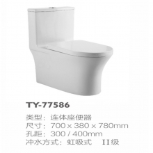 TOYO统用 TY-77586卫生间防臭抽水坐便器节水静音缓降马桶自洁釉面大冲力坐便器